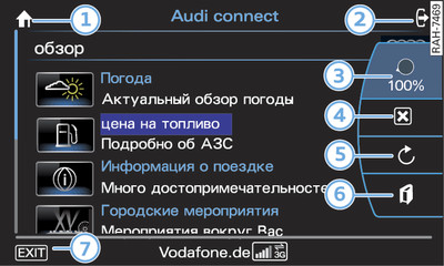 Индикация служб «Audi connect»